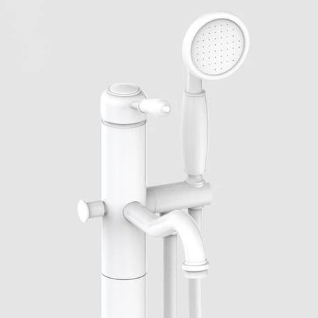 Lancaster Traditional Matt White Single Lever Freestanding Bath Shower Mixer 4 Lancaster Traditional Matt White Single Lever Freestanding Bath Shower Mixer - Image 2