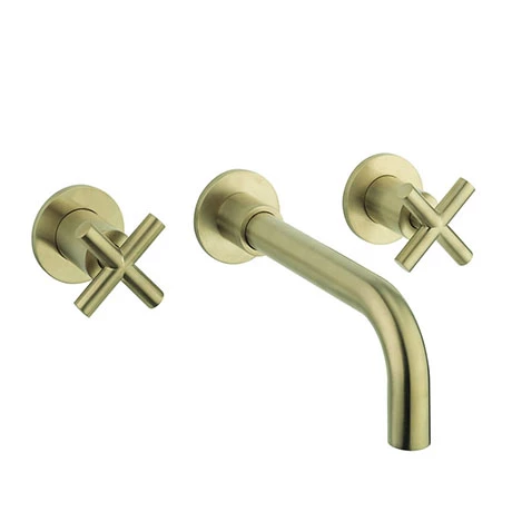Crosswater MPRO Crosshead Brushed Brass Wall Mounted 3 Hole Set Basin Mixer - PRC130WNF 3 Crosswater MPRO Crosshead Brushed Brass Wall Mounted 3 Hole Set Basin Mixer - PRC130WNF