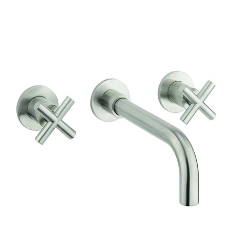Crosswater MPRO Crosshead Brushed Stainless Steel Wall Mounted 3 Hole Set Basin Mixer - PRC130WNV 3 Crosswater MPRO Crosshead Brushed Stainless Steel Wall Mounted 3 Hole Set Basin Mixer - PRC130WNV