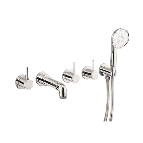 Crosswater MPRO Industrial 5 Hole Bath Filler with Spout & Handset - Chrome - PRI450WC 3 Crosswater MPRO Industrial 5 Hole Bath Filler with Spout & Handset - Chrome - PRI450WC