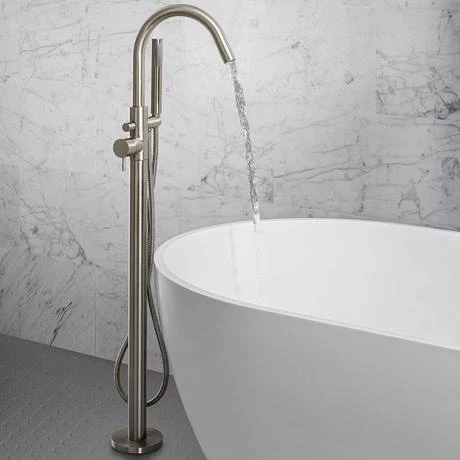 Crosswater MPRO Floor Mounted Freestanding Bath Shower Mixer - Brushed Stainless Steel - PRO416FV 5 Crosswater MPRO Floor Mounted Freestanding Bath Shower Mixer - Brushed Stainless Steel - PRO416FV - Image 4