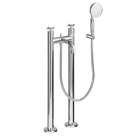 Burlington Riviera Art Deco Chrome Freestanding Bath Shower Mixer with Kit 3 Burlington Riviera Art Deco Chrome Freestanding Bath Shower Mixer with Kit