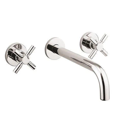 Crosswater Totti II Wall Mounted 3 Hole Set Basin Mixer - TO130WNC+ 3 Crosswater Totti II Wall Mounted 3 Hole Set Basin Mixer - TO130WNC+